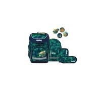 ergobag Cubo Set Mochila Escolar ergonómica clásica, Set de 5 Piezas para Primer Curso de Primaria FireBear Dragon - Verde