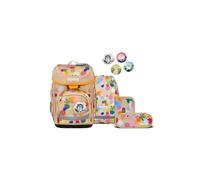 ergobag Cubo Set Mochila Escolar ergonómica clásica, Set de 5 Piezas para Primer Curso de Primaria FlowBear World - Beis