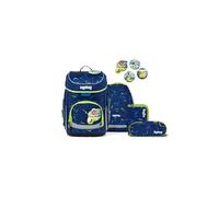 ergobag Cubo Set Mochila Escolar ergonómica clásica, Set de 5 Piezas para Primer Curso de Primaria Front Runbear - Azul Oscuro