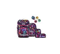 ergobag Cubo Set Mochila Escolar ergonómica clásica, Set de 5 Piezas para Primer Curso de Primaria JungleBear - Purpura