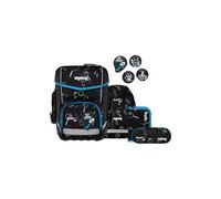 ergobag Cubo Set Mochila Escolar ergonómica clásica, Set de 5 Piezas para Primer Curso de Primaria MysteryBear - Negro