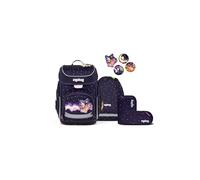 ergobag Cubo Set Mochila Escolar ergonómica clásica, Set de 5 Piezas para Primer Curso de Primaria StargazBear - Purpura