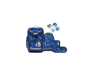 ergobag Cubo Set Mochila Escolar ergonómica clásica, Set de 5 Piezas para Primer Curso de Primaria UnBearwater - Azul