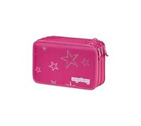 ergobag Juego de 40 Estuches de lápices de Colores y rotuladores, Compartimento para Monedas Sueltas, Regla, Tijeras, diseño de Oso de Estrella, Color Rosa