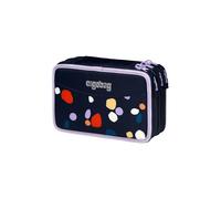 ergobag Maxi Juego de 40 estuches, rotuladores y colores Lyra, compartimento para monedas, regla, tijeras, cueva de color azul oscuro