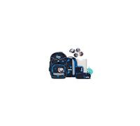 ergobag Pack Set Bundle AW25/26, Mochila Escolar ergonómica Flexible Juego de 7 Piezas 1º de Primaria para niñas y niños Caza del crimenOso - Azul Oscuro