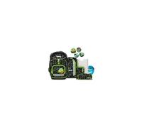ergobag Pack Set Bundle Mochila Escolar ergonómica Flexible Juego de 7 Piezas 1º de Primaria para niñas y niños Carrera CyBear - Negro