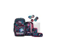 ergobag Pack Set Mochila Escolar ergonómica y Flexible, Set de 6 Piezas para Primaria, 1º Curso CoralBear - Purpura