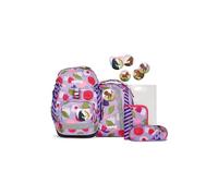 ergobag pack set mochila escolar ergonómica y flexible, set de 6 piezas para primaria, 1º curso Flower PowBear - Purpura