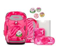 ergobag Pack Set Mochila Escolar ergonómica y Flexible, Set de 6 Piezas para Primaria, 1º Curso WonBearful Unicorn - Fucsia