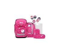 ergobag pack set mochila escolar ergonómica y flexible, set de 6 piezas para primaria, 1º curso StarlightBear - Fucsia
