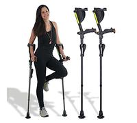 Ergobaum 7G by Ergoactives. 1 par (2 unidades) de muletas ergonómicas para antebrazo - Adulto 5' - 6'6'' Ajustable, Plegable, Ergonómica, Amortiguador, Antideslizante, Plataformas Rodilleras, Luces