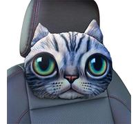 Ergocar Almohadas del Cuello del Coche linda de animales de dibujos animados Almohadas para el Reposacabezas para coches, SUVs, camiones (Gato Gris)