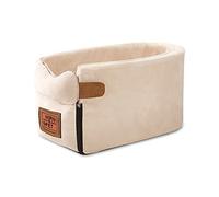 Ergocar Asiento Pequeño de Coche para Mascotas Seguridad para un Peso Inferior a 6 kg, Suave Lavable Desmontable Portátil Asiento Elevador de Coche para Gatos & Perros-Blanco