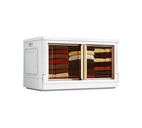 Ergocar Caja de Almacenamiento de Plástico Plegable, Cajas de Almacenamiento Apilables con Tapas y Ruedas, Apertura Doble, para Dormitorios, Salas de Estar