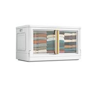 Ergocar Caja de Almacenamiento de Plástico Plegable, Cajas de Almacenamiento Apilables con Tapas y Ruedas, Apertura Doble Cajas de Almacenamiento, para Dormitorios, Salas de Estar