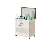 Ergocar Caja De Almacenamiento Plegable, Impermeable Y A Prueba De Polvo, Con Una Tapa De Giro Y Una Polea, XL, Blanco Gris