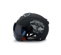 Ergocar Casco Abierto Clásico, Medio Casco con Visera Solar, Carcasa De 709abs Combinada con Una Capa Amortiguadora De Eps para Proporcionar Una Mejor Protección Al Conducir(Negro Mate)