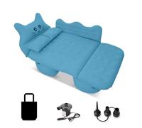 Ergocar Colchoneta Colchon Gato Suertudo Inchable Colchón Camping Cama Inflable del Coche para Camping, Senderismo, Piscina, Playa, Viajar (Azul)