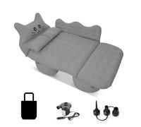 Ergocar Colchoneta Colchon Gato Suertudo Inchable Colchón Camping Cama Inflable del Coche para Camping, Senderismo, Piscina, Playa, Viajar (Gris)