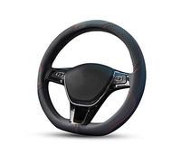 Ergocar Deporte Forma De D Funda Para Volante De Coche Antideslizante Volante De Coche Protector Tipo D Transpirable Microfibra PU Cuero Para Diámetro 38cm (15 ") (Negro)