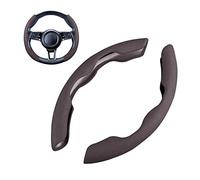 Ergocar Deporte Gamuza Funda Volante Coche Segmentadas Forma D & Redonda Universal Moda Cómodo Accesorios Coche Durable Transpirable Antideslizante 38cm(15"), Marrón