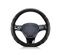 Ergocar Forma de D Deportivo Funda Volante Coche, Fibra de Carbono & Cuero de Microfibra Transpirable Lujoso Moda Cubre el Volante Antideslizante 38cm(15"), Negro