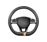 Ergocar Forma de D Funda Volante Coche Universal, Funda Volante Coche con Fibra De Carbono & Capa Superior de Piel de Vaca, Antideslizante, Cómodo Transpirable, 38CM para Todas Las Estaciones