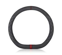 Ergocar Forma De D Funda Volante De Coche Antideslizante Volante De Coche Protector Gamuza de Microfibra Caliente del Invierno Para Forma De D Volante Diámetro 38cm (15 ") (Negro Rojo)