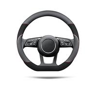 Ergocar Forma De D Funda Volante De Coche Antideslizante Volante De Coche Protector Gamuza Transpirable + Cuero PU de Microfibra Para Forma De D Volante Diámetro 38cm (15 ") (Negro)