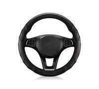 Ergocar Forma Redonda Deportivo Funda Volante Coche, Fibra de Carbono & Cuero de Microfibra Transpirable Lujoso Moda Cubre el Volante Antideslizante 38cm(15"), Negro