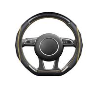 Ergocar Funda para Volante, Antideslizante y Resistente Al Desgaste, En Forma De D, De Fibra De Carbono Capa De Piel De Vacuno, Universal, para Diámetros De 38 Cm (15")