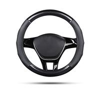 Ergocar Funda Volante De Coche Antideslizante Volante De Coche Protector Deporte Fibra de Carbono & Piel de Vaca de Primera Capa Para Diámetro 38cm (15 ") (Negro)
