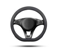 Ergocar Funda Volante De Coche Antideslizante Volante De Coche Protector Forma De D Cuero de Ante Adecuado Para Todas Las Estaciones Para Diámetro 38cm (15 ") (Negro)