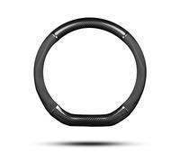 Ergocar Funda Volante De Coche Antideslizante Volante De Coche Protector Forma De D Fibra de Carbono & Cuero PU Para Diámetro 38cm (15 ") (Negro)