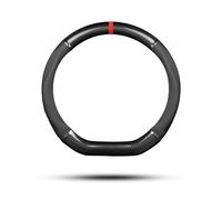 Ergocar Funda Volante De Coche Antideslizante Volante De Coche Protector Forma De D Fibra de Carbono & Cuero PU Para Diámetro 38cm (15 ") (Black-raya-U)