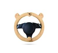 Ergocar Linda Animales Funda para Volante del Coche del Caricatura Antideslizante del Volante del Coche Protector de 38 Cm (15 ") Avanzado Microfibra Suave Franela (Oso Beige)