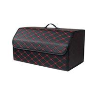 Ergocar Maletero Organizador para Coche Cuero de Lujo PU Almacenamiento Bolsa Impermeable Plegable Organizador para Auto/SUV/Camión (Negro Rojo-L)