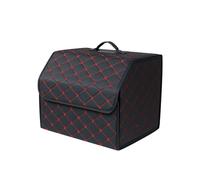 Ergocar Maletero Organizador para Coche Cuero de Lujo PU Almacenamiento Bolsa Impermeable Plegable Organizador para Auto/SUV/Camión (Negro Rojo-M)
