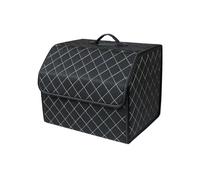 Ergocar Maletero Organizador para Coche Cuero de Lujo PU Almacenamiento Bolsa Impermeable Plegable Organizador para Auto/SUV/Camión (Negro-M)