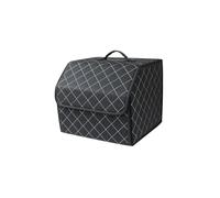 Ergocar Maletero Organizador para Coche Cuero de Lujo PU Almacenamiento Bolsa Impermeable Plegable Organizador para Auto/SUV/Camión (Negro-S)