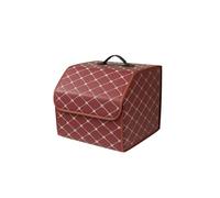 Ergocar Maletero Organizador para Coche Cuero de Lujo PU Almacenamiento Bolsa Impermeable Plegable Organizador para Auto/SUV/Camión (Vino Tinto-S)