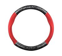 Ergocar Manga del Volante del Volante del Automóvil, Circular Forjando Fibra De Carbono y Manga del Volante del Volante del Material De Cuero, 37-38 Cm/14.5-15 Pulgadas, Suave, Estilo Deportivo