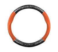 Ergocar Manga del Volante del Volante del Automóvil, Circular Forjando Fibra De Carbono y Manga del Volante del Volante del Material De Cuero, 37-38 Cm/14.5-15 Pulgadas, Suave, Estilo Deportivo