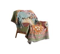 Ergocar Manta bohemia, mullida con borlas, fina y cómoda, de jacquard, suave y cálida, para viaje, sofá, dormitorio, sala de estar, oficina