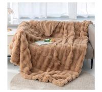 Ergocar Manta de piel sintética de conejo, reversible suave y cálida, decorativa y acogedora, para sofá, cama, sillón, jardín y más