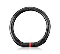 Ergocar Material de Fibra de Carbono Funda Volante Coche Antideslizante Transpirable Estilo Deportivo Universal Accesorios Coche para Forma De D Volante 15 "（37.5-38cm）-Ondulación Negra