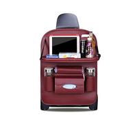 Ergocar Organizadores para Coche de Cuero de Pu de Lujo Protector de Asiento de Coche con Sostenedor de Tablet-Bolsillo, Organizador de Asiento Trasero de Coche Multifuncional (Rojo Oscuro - 1 Pack)