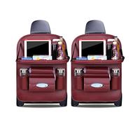 Ergocar Organizadores para Coche de Cuero de Pu de Lujo Protector de Asiento de Coche con Sostenedor de Tablet-Bolsillo, Organizador de Asiento Trasero de Coche Multifuncional (Rojo Oscuro - 2 Pack)