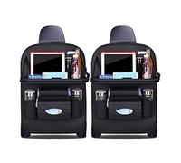 Ergocar Organizadores para Coche de Cuero de Pu de Lujo Protector de Asiento de Coche con Sostenedor de Tablet-Bolsillo, Organizador de Asiento Trasero de Coche Multifuncional (Negro - 2 Pack)